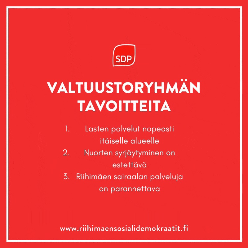 Riihimäen Sosialidemokraattisen valtuustoryhmän tavoitteita